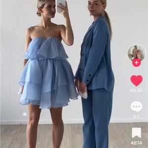 viral luxe asos blue chiffon dress in size 8!